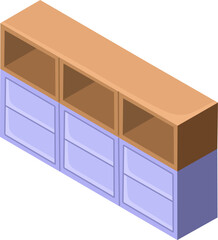 Isometric dresser. Perfect for interior mood boards and planning sketches. Vector.