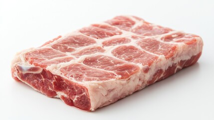Fototapeta premium one piece of fresh pork meat. top view photo. white background. photo. clear. Buisness 