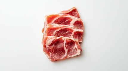 Fototapeta premium one piece of fresh pork meat. top view photo. white background. photo. clear. Buisness 
