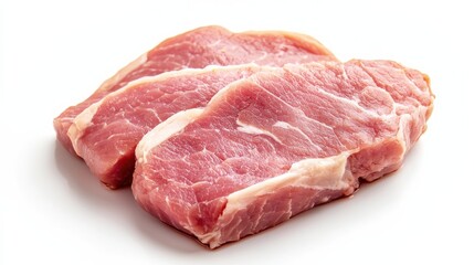 one piece of fresh pork meat. top view photo. white background. photo. clear. Buisness