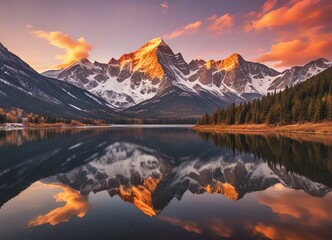 Fototapeta premium An image of a mountain range landscape during sunset