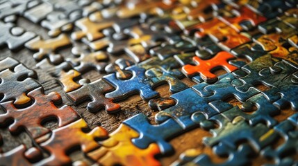 Obraz premium A jigsaw puzzle of a classic artwork, with a few pieces still missing, showing the challenge of completion