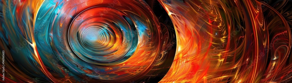 Poster vibrant abstract swirl of colors, blending hues in a mesmerizing pattern. perfect for artistic and c