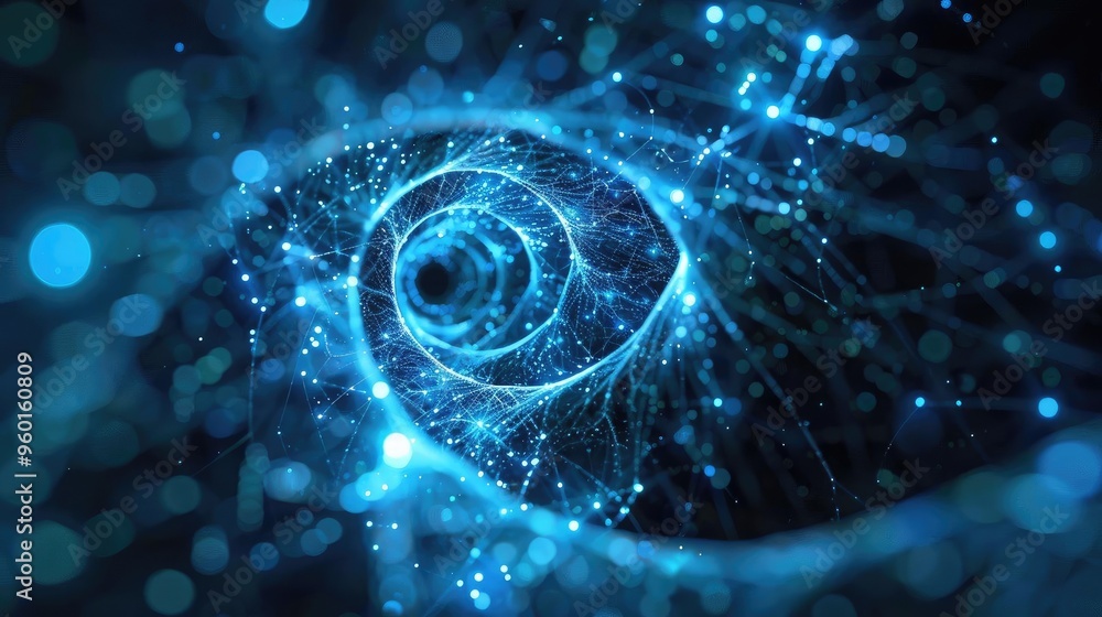 Poster a mesmerizing swirl of blue lights and patterns, creating an ethereal atmosphere that captivates and