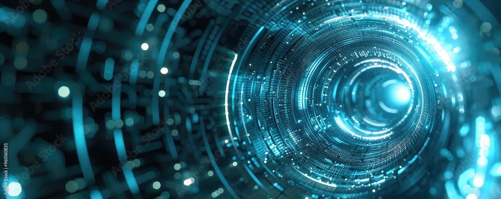 Aufkleber a dynamic abstract illustration showcasing glowing technology patterns, representing depth and innov