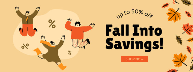 Autumn sale doodle web banner