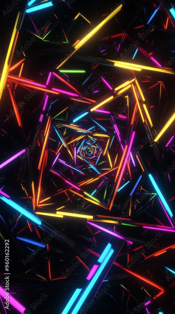 Poster a colorful image of neon lights in a spiral pattern
