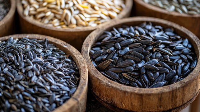3h Birds Seeds: Black oil sunflower seeds, suet cakes, and nyjer seeds for different bird species