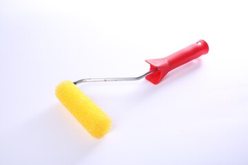 One paint roller brush isolated on white