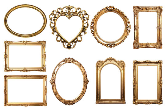 Naklejki Vintage gold frame png element set, transparent background