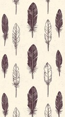 A pattern of feathers with some black and white feathers