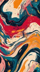 Fototapeta premium A colorful abstract painting with a blue and orange swirl