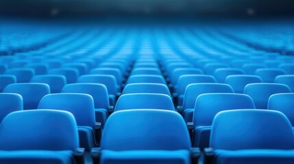 Obraz premium Vibrant Blue Seating in an Open-Air Stadium, showcasing a lively atmosphere for sports events and gatherings, enhancing the excitement of the crowd and participants.