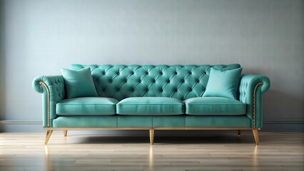 Modern turquoise sofa with sleek design and stylish accents