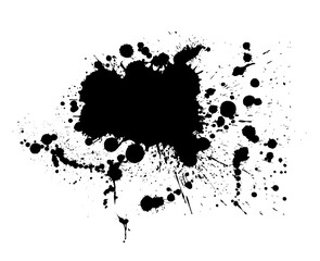 Splatter Paint Texture . Black Spray Blot of Ink. Place illustration Over any Object to Create Grungy Effect . hand drawn. Not AI, Vector.