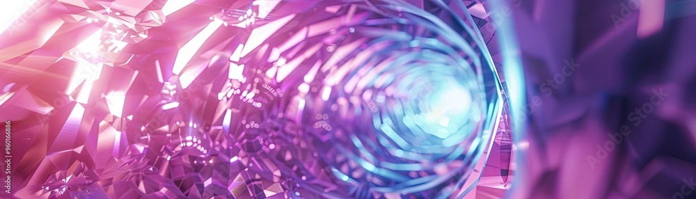 Poster a mesmerizing abstract tunnel of vibrant colors and lights, creating a sense of depth and movement, 