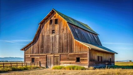 Obraz premium Rustic barn in the USA set against a clear blue sky