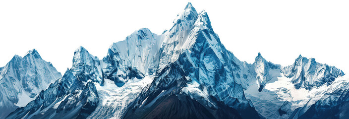 Mountain peaks with snow isolated on transparent background.