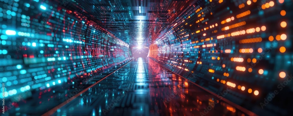 Aufkleber a vibrant tunnel of light showcasing technology and innovation with vivid colors and dynamic pattern