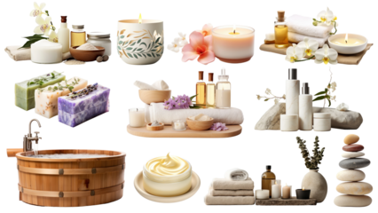 Retreat and spa png element set, transparent background