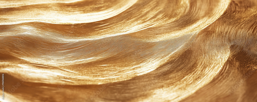 Aufkleber a gold textured surface with a smooth, polished finish, highlighted by subtle, swirling patterns tha