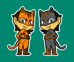 Doodle Sticker Illustration of a Superhero Kid