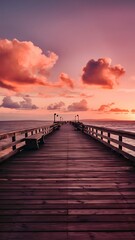 Obraz premium Pier with sky on sunset