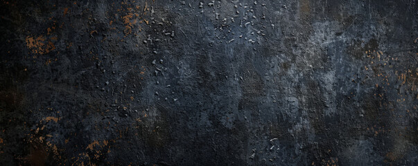 Fototapeta premium A dark black textured surface featuring a rough, matte finish with faint scratches and scuffs. The texture gives a rugged and industrial appearance.