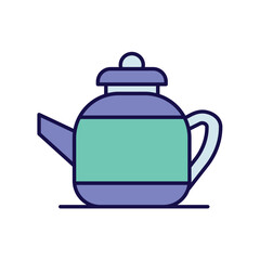 teapot color line icon with white background vector stock illustration