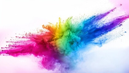 Obraz premium Vibrant Colorful Dust Splash on White Background
