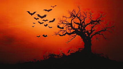 Halloween background bat tree concept