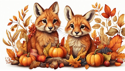 Obraz premium Autumn Animal Clipart