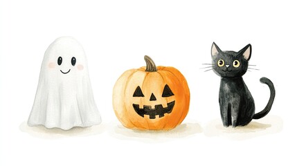 Fototapeta premium Adorable Halloween Trio