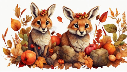 Fototapeta premium Autumn Animal Clipart
