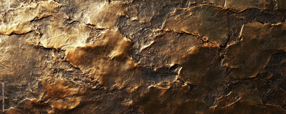 Poster a bronze textured surface with a rugged, hand-hammered finish, showcasing irregular patterns and sli
