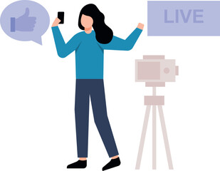 The girl is coming live on the social platform.