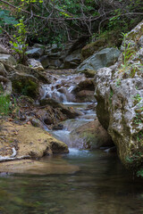 Beautiful scenic landscape of Kefalogourna - Theologos waterfalls area on Thassos island