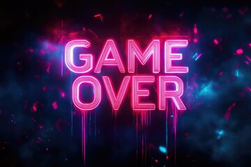 3D Neon Glitch Design: 'GAME OVER' with Blurred Motion Particles
