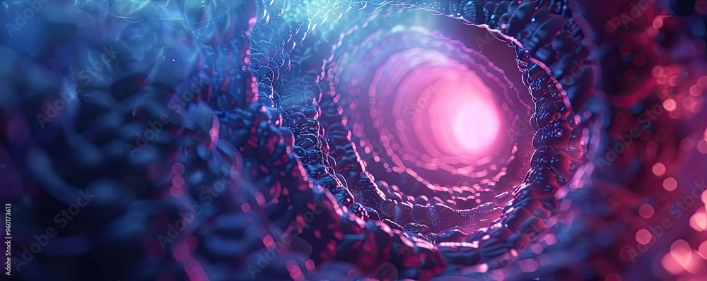 Aufkleber abstract depiction of a glowing tunnel with vibrant colors, creating a mesmerizing visual experience