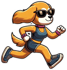 Naklejka premium Cool Canine Adventures: Glasses-Wearing Running Dog