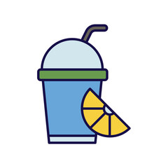 lemonade color line icon with white background vector stock illustration