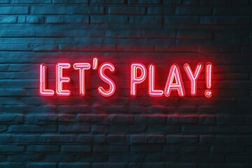 Obraz premium Luminous Energy: 'LET'S PLAY!' Neon Glow in Detail