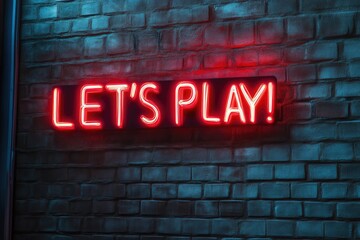 Electric Fun: Neon Signage on Dark Brick Texture