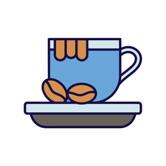 cappuccino color line icon with white background vector stock illustration