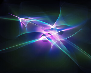 blue neon flash on black background, energy flash on dark background