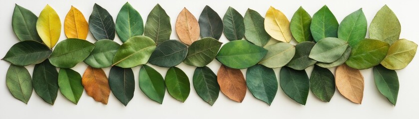 Fototapeta premium A vibrant display of assorted leaves showcasing various colors and textures, perfect for nature-themed designs.