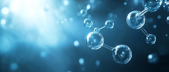 A captivating molecular structure in a blue light, showcasing the beauty of chemistry and molecular science in a dynamic setting.