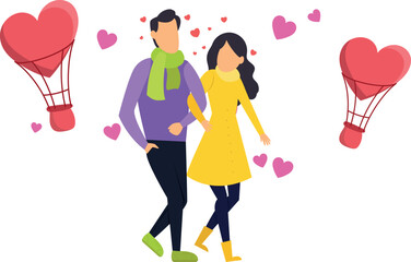 A boy and a girl are walking.