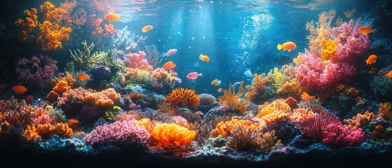 Vibrant Coral Reef Ecosystem with Orange Fish