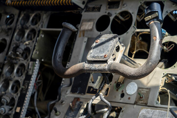 Broken dashboard of commercial transport aircraft